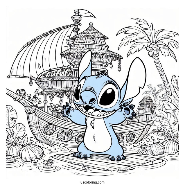 Lilo & Stitch Coloring Page Of Detailed Jumba's Ship
