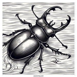 Stag Beetle Coloring Page On Textured Wood