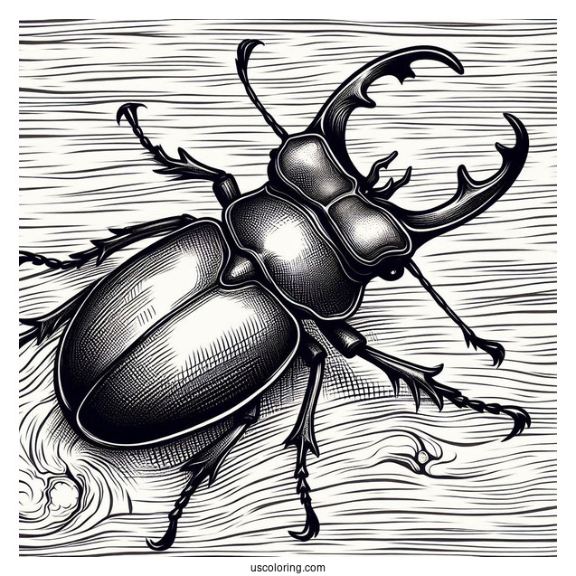Stag Beetle Coloring Page On Textured Wood