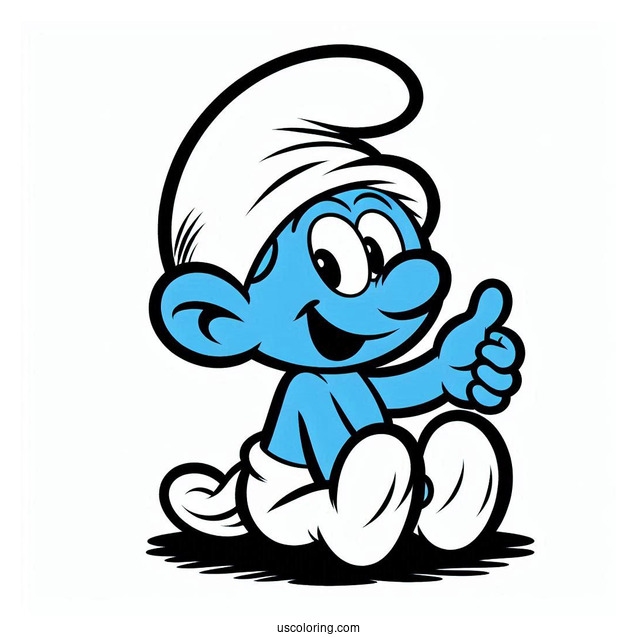 Easy Outline Of Gutsy Smurf