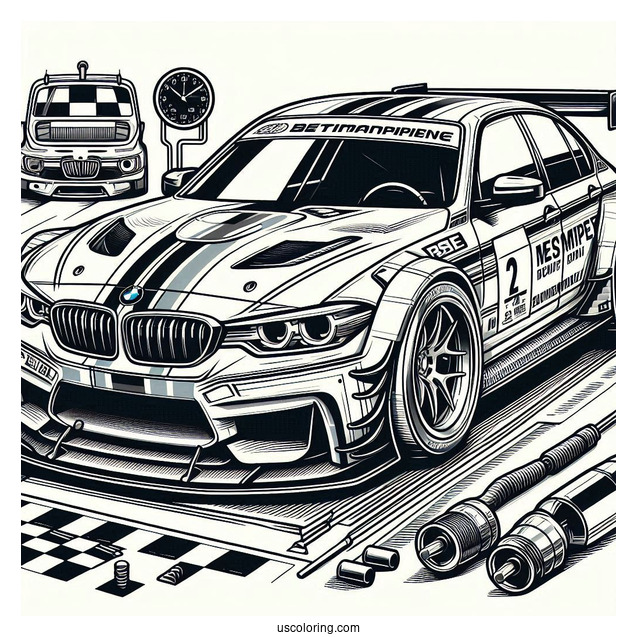 Detailed BMW Race Car To Color