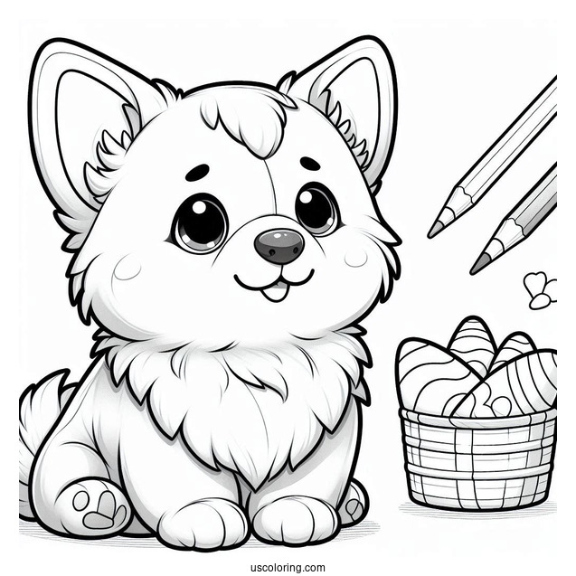 Cute Kawaii Corgi To Color