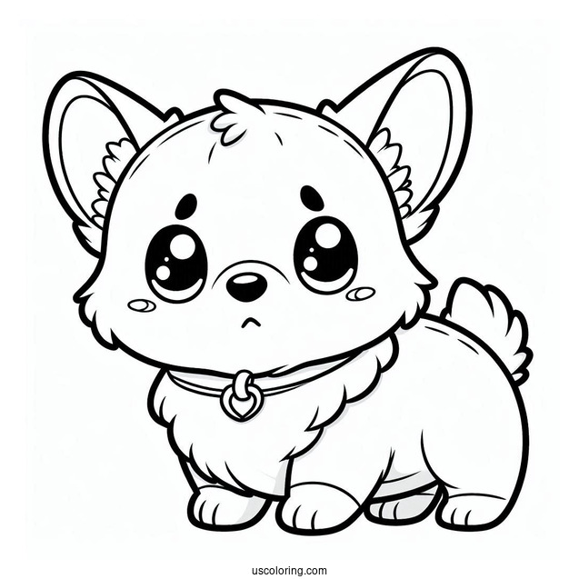 Cute Kawaii Corgi To Color
