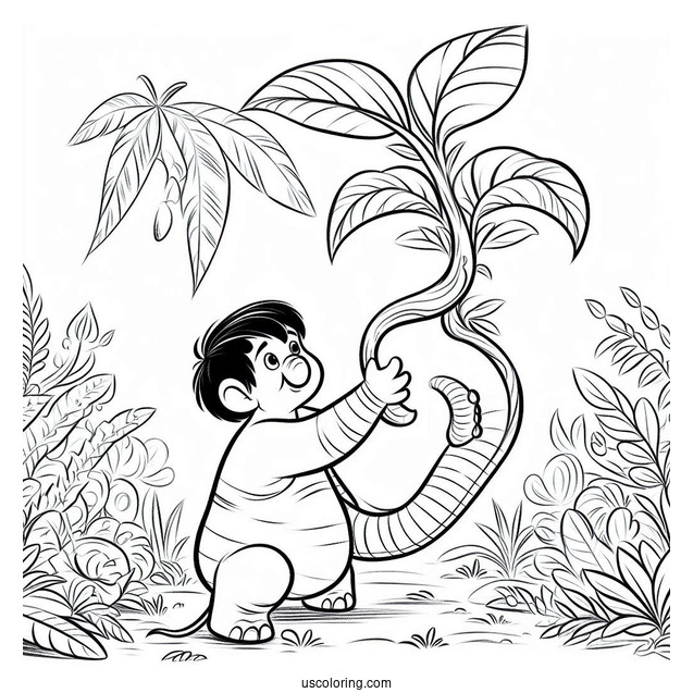 Jungle Book Coloring Page Of Hathi Holding Plant With His Trunk