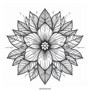 Tropical Flower Mandala Coloring Page