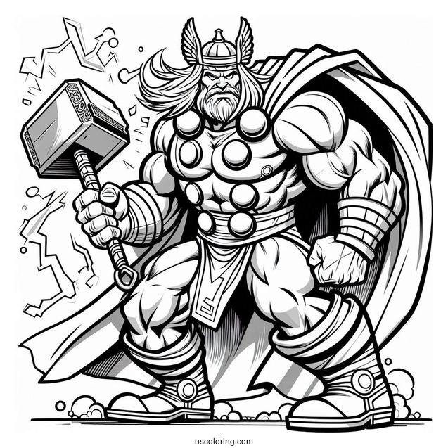 Hulk Coloring Page Attacking Thor For Kids