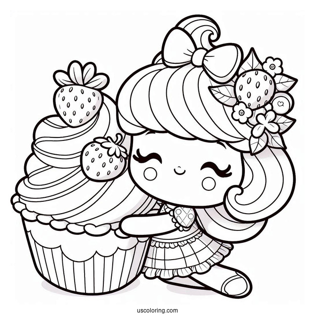 Strawberry Shortcake Coloring Page Hugging Custard Coloring Page