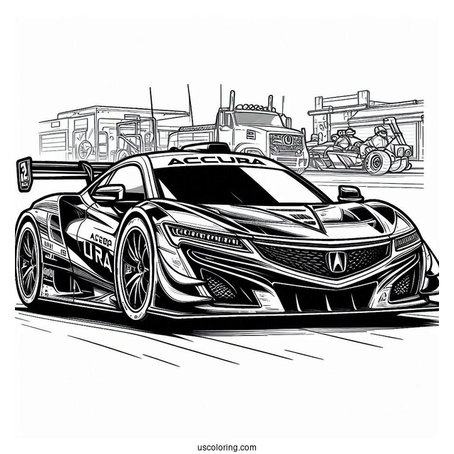 Acura Race Car Coloring Sheet