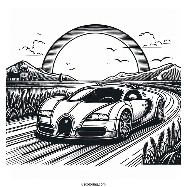 Bugatti Coloring Page EB Concept on the Road