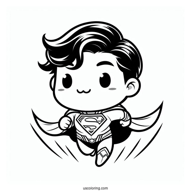 Cute Superman Cartoon Coloring Page For Kids