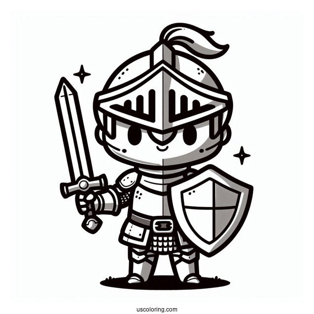 Chibi Knight With Shield And Big Sword