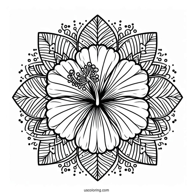 Hibiscus Flower Mandala Coloring Page