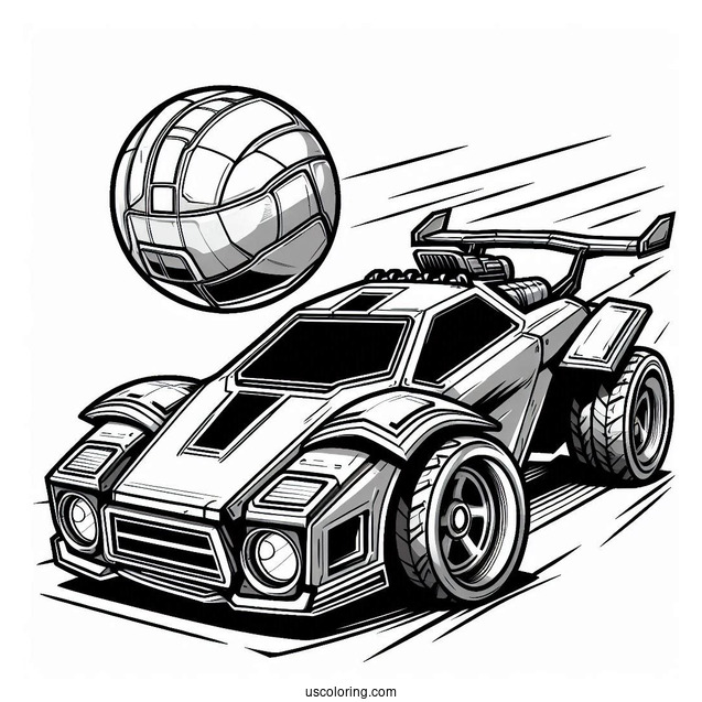 Rocket League Coloring Page Battle Car Next To The Ball