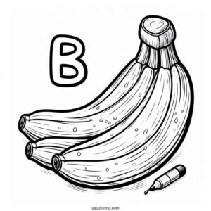 B For Banana Coloring Page For Preschoolers