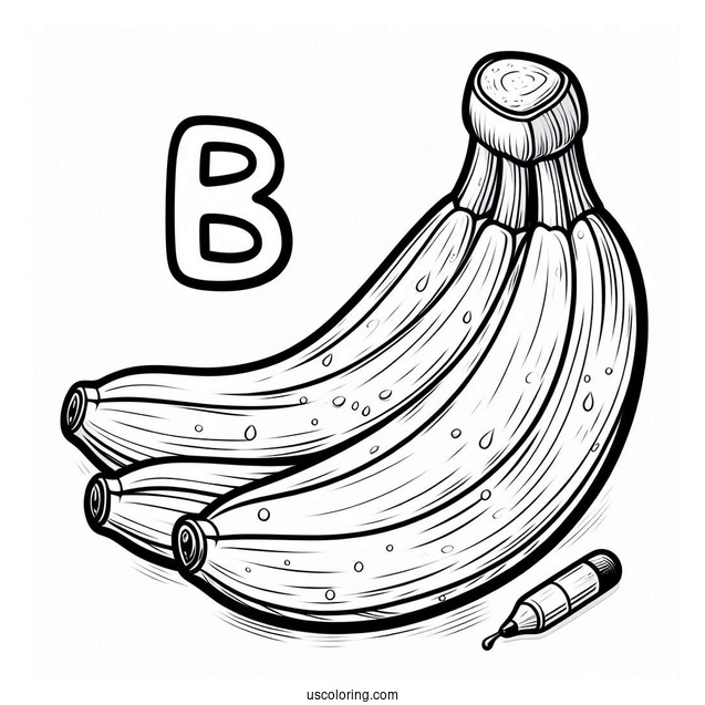 B For Banana Coloring Page For Preschoolers