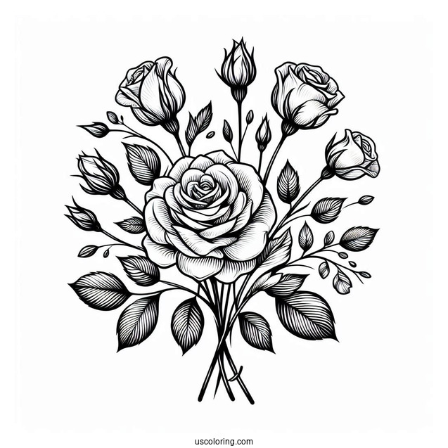 Bouquet Of Roses With Long Stems