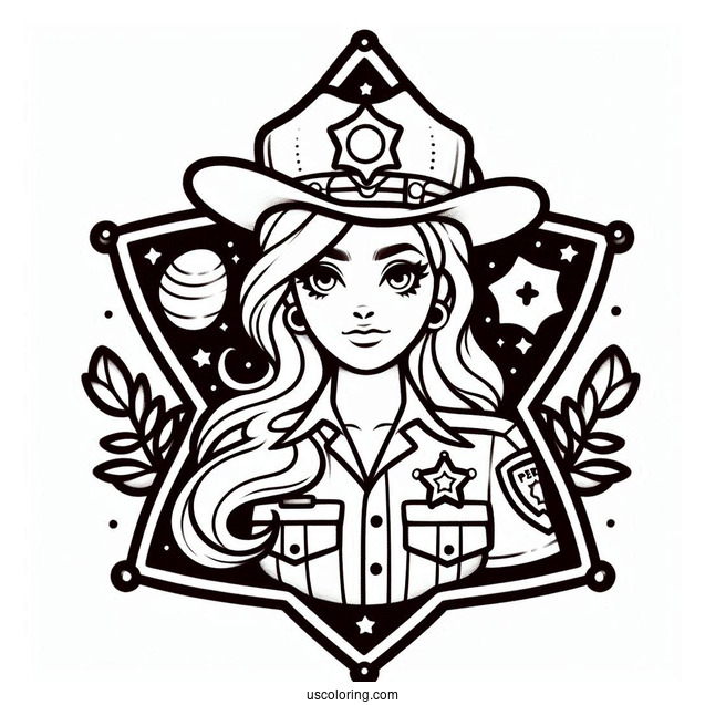 Sheriff Badge Coloring Sheet For Kids