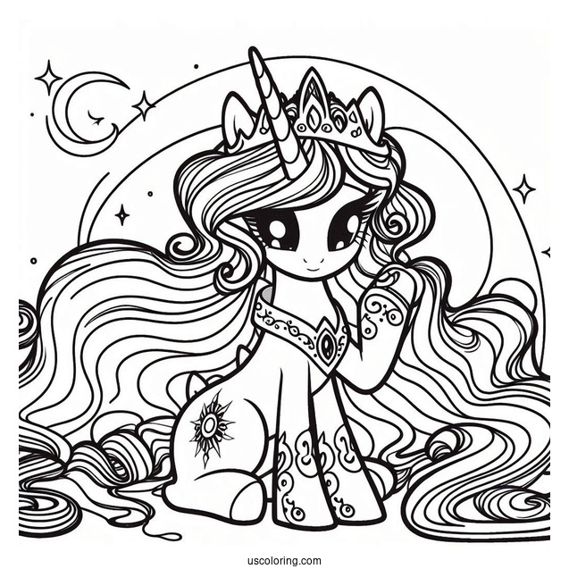 Young Princess Celestia Coloring Page And Princess Luna Playing