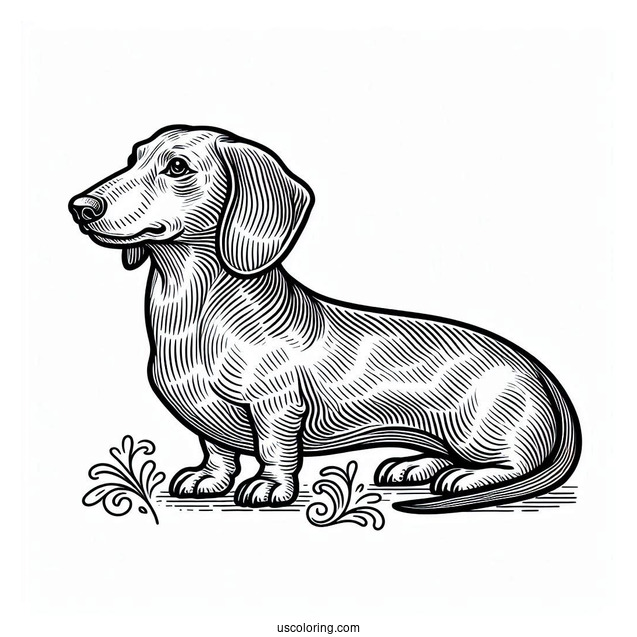Easy Dachshund Coloring Page For Kids