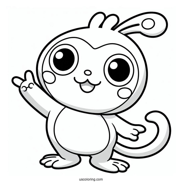 Pororo Coloring Page Of Simple Crong Waving For Preschoolers