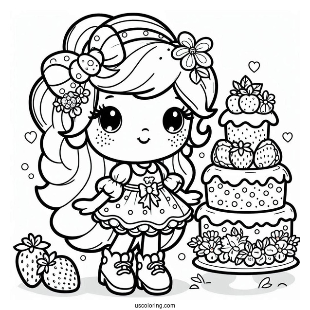 Detailed Strawberry Shortcake Coloring Page