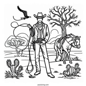 Cowboy Coloring Page With Lasso
