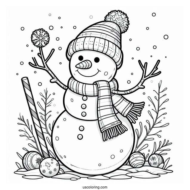 Realistic Looking Snowman To Color For Preschoolers
