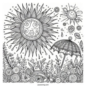 Here Comes The Sun Summer Coloring Page