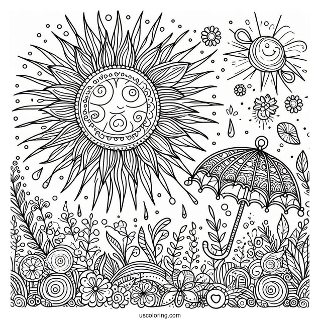 Here Comes The Sun Summer Coloring Page