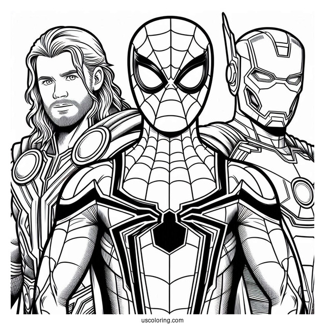 Spider-Man With Thor, Captain America, And Iron Man