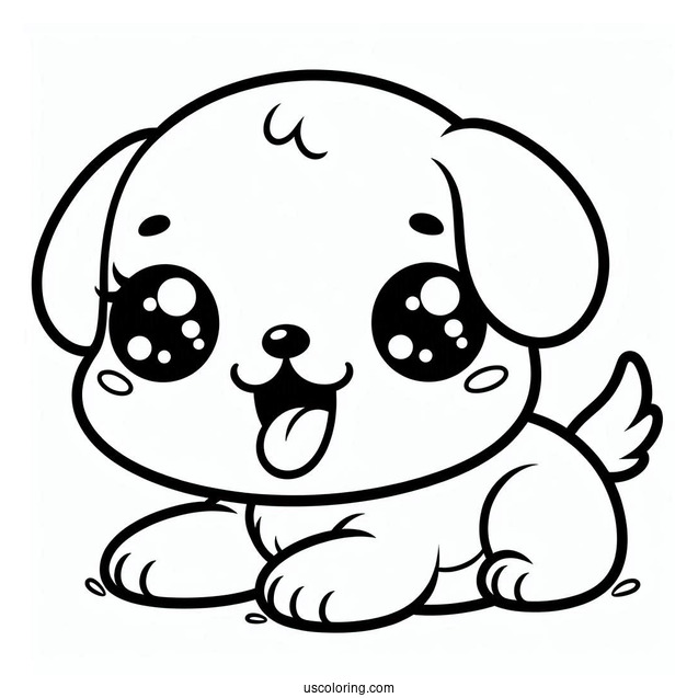 Adorable Puppy With Tongue Out Coloring Page For Preschoolers