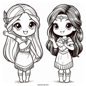 Chibi Pocahontas Coloring Page For Kids