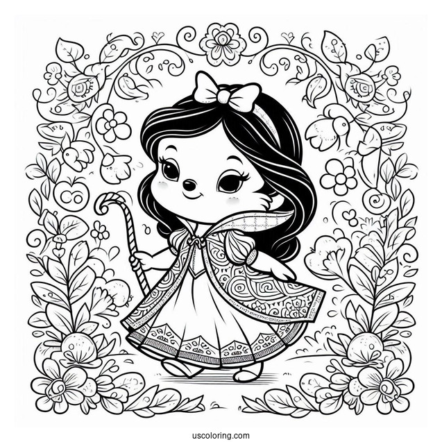 Stitch Walking With Snow White Coloring Pages In The Garden
