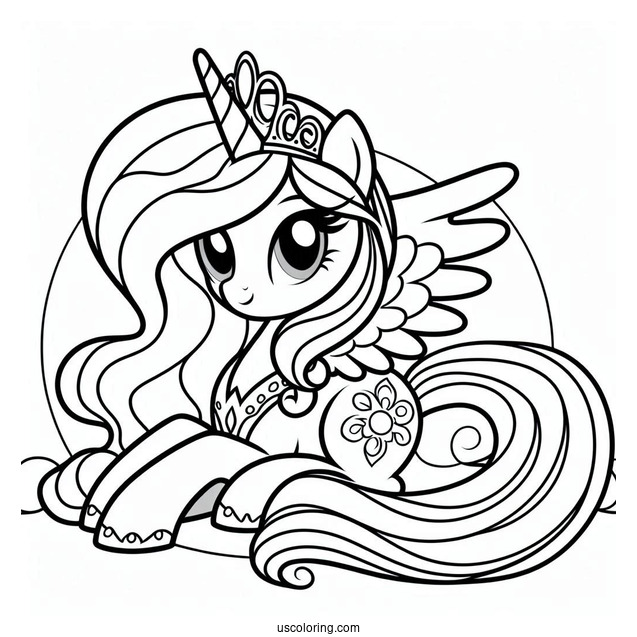 Outline of Princess Celestia to Color