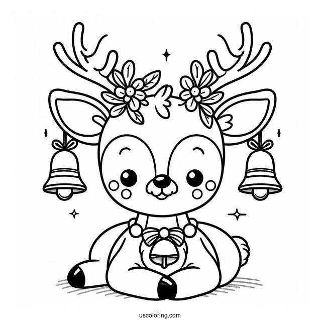 Rudolph Coloring Page With Bells Over His Head