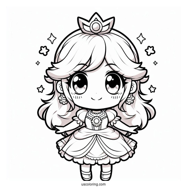 Chibi Anime Princess Daisy Coloring Page For Kids