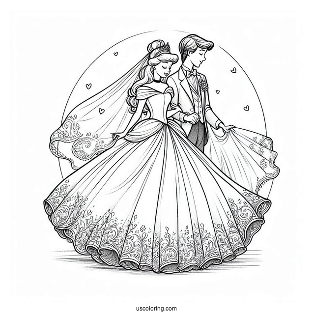 Cinderella Wedding Day Coloring Page