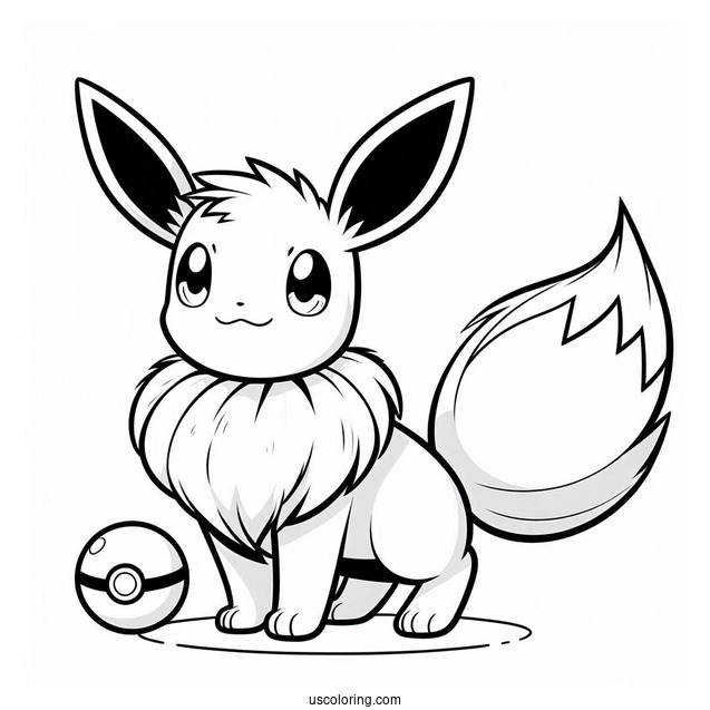 Eevee Standing Under PokeBall