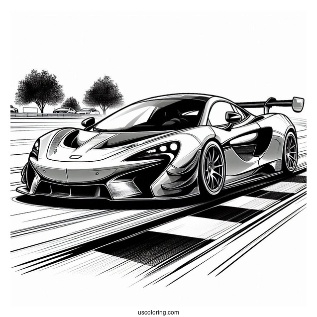 McLaren Sports Car On Race Track To Color