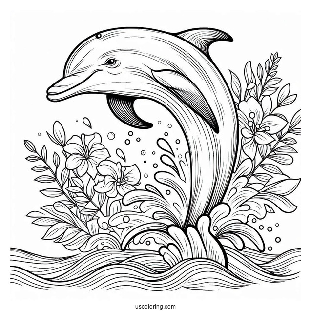 Dolphin Jumping Out Of Water To Color