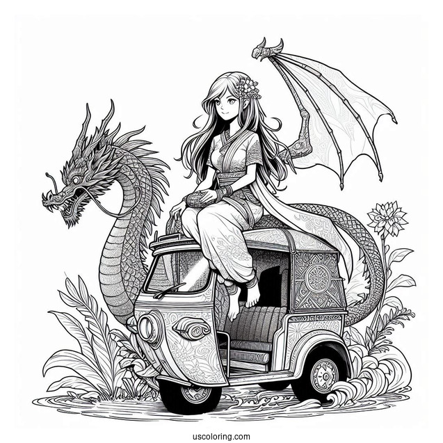 Raya Sitting On Top Of Tuk Tuk With Her Sword