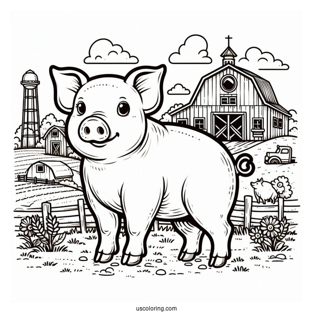 Farm Bred Pig To Color