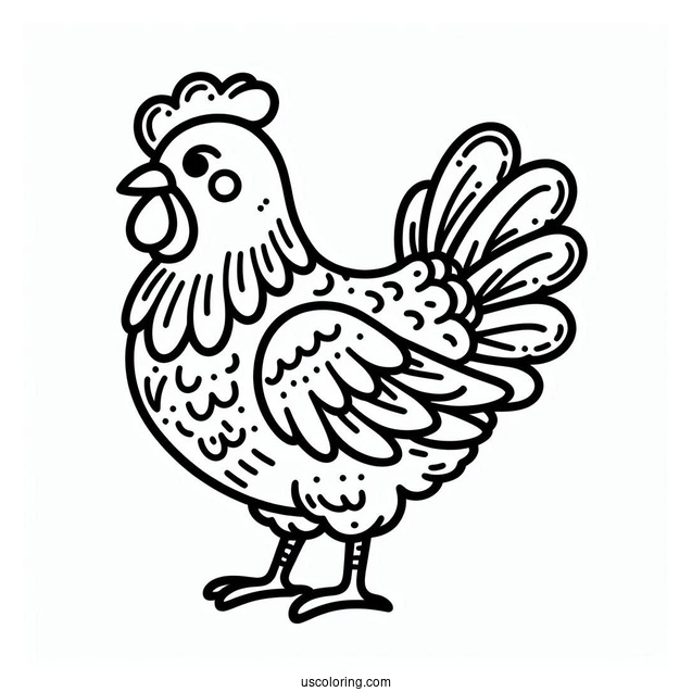 Simple Outline Of a Chicken To Color