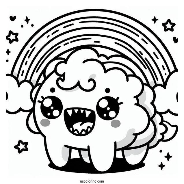 Pink Rainbow Friends Coloring Page With Sharp Teeth