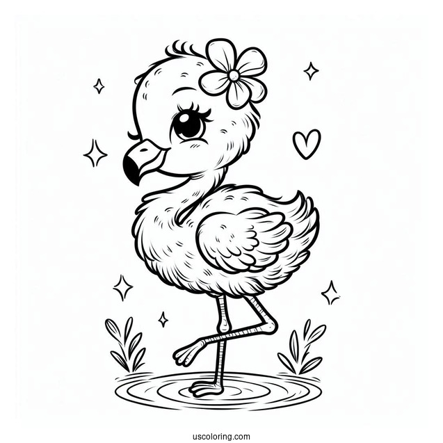 Adorable Baby Flamingo To Color
