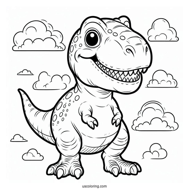Smiling Tyrannosaurus Rex Coloring Page