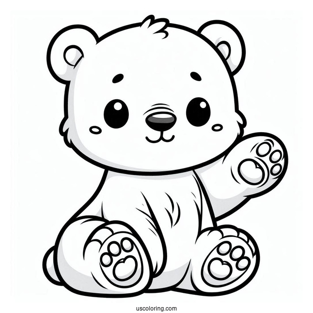Cute Baby Polar Bear With Paw Up