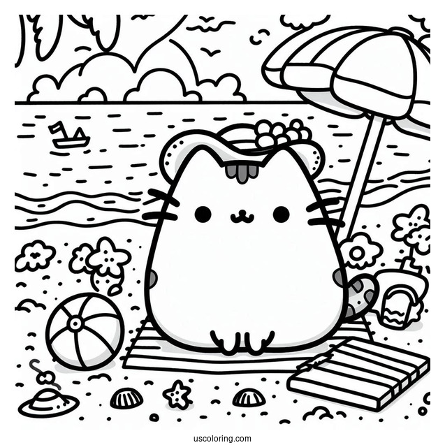 Pusheen At The Beach During Summer
