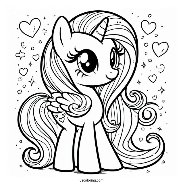 Easy Fluttershy Pony With Hearts and Stars