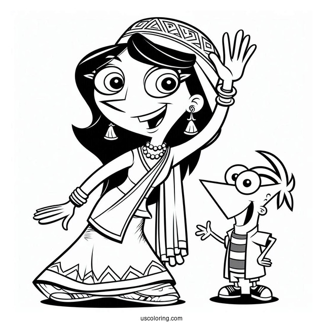 Phineas And Ferb Coloring Page Of Baljeet Waving